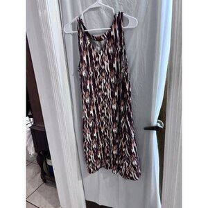 Garnet Hill Brown Knee Length Button Front Knit Tank Dress Sz L